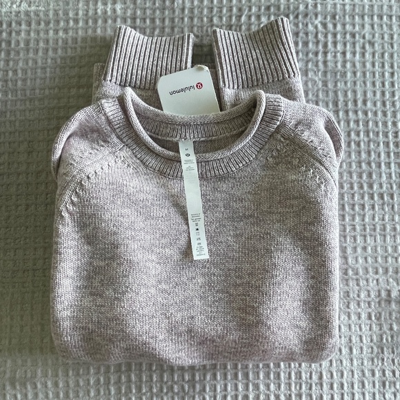 NWT Lululemon Boxy Cotton-Blend Sweater, Light Pink/Grey Heather, Medium - Picture 13 of 15
